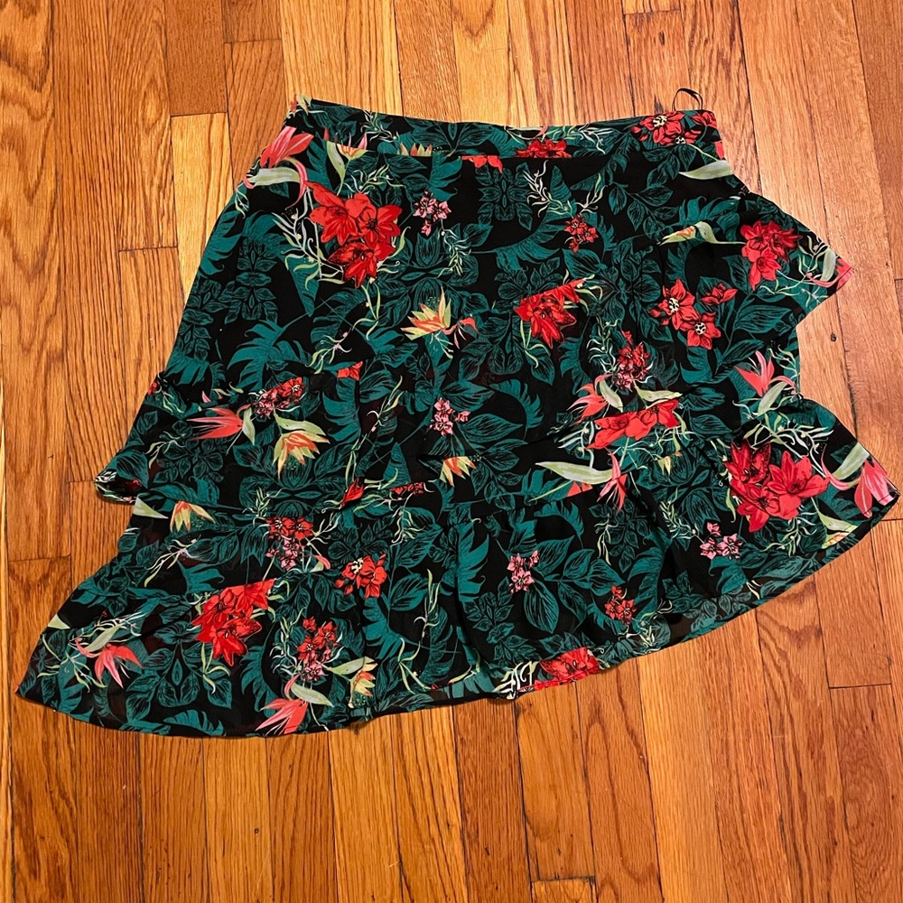 ASOS VILA Asymmetrical Tropical Ruffle Skirt